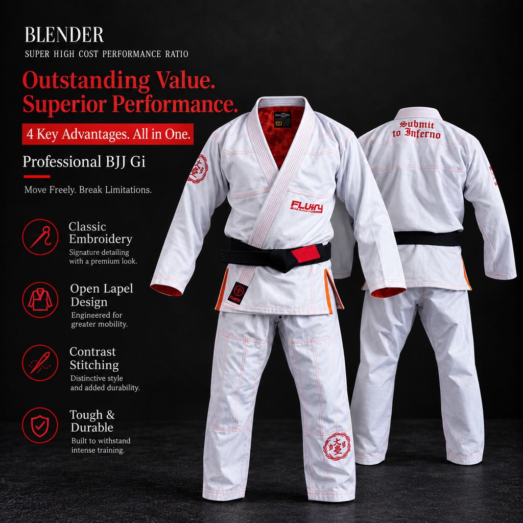 FLUORY [BJJF 17 ] BJJ GI, Professional Jiujitsu training suit.