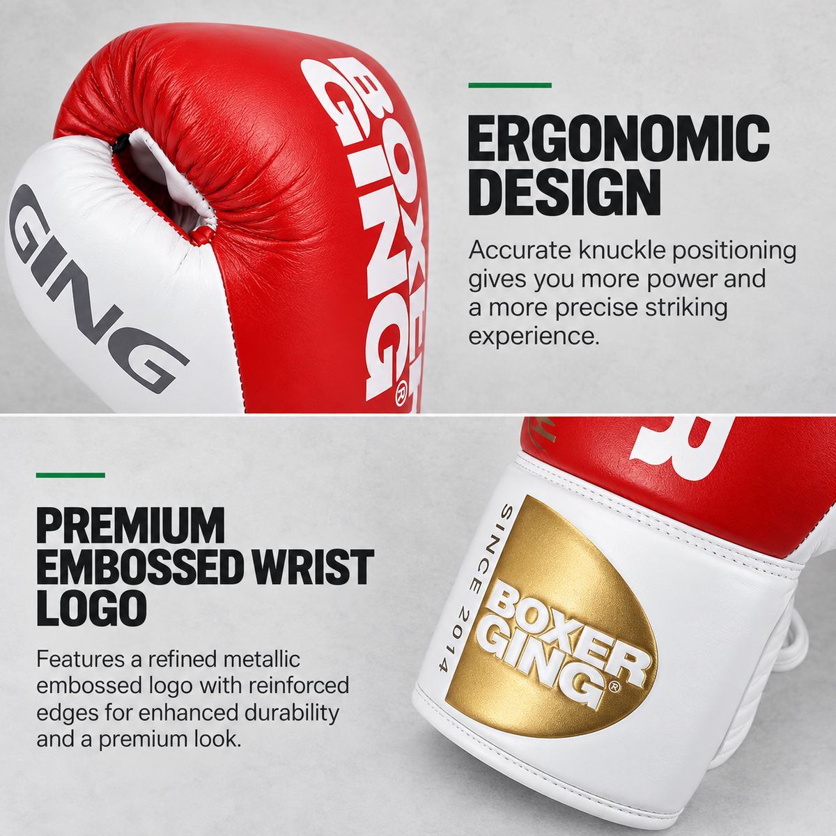 BOXERGING Lace-up Boxing Gloves for Kickboxing, Boxing, and Martial Arts