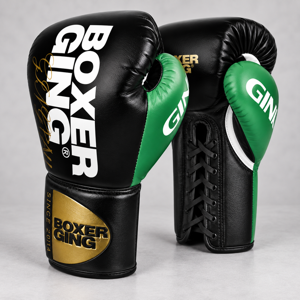 BOXERGING Lace-up Boxing Gloves for Kickboxing, Boxing, and Martial Arts
