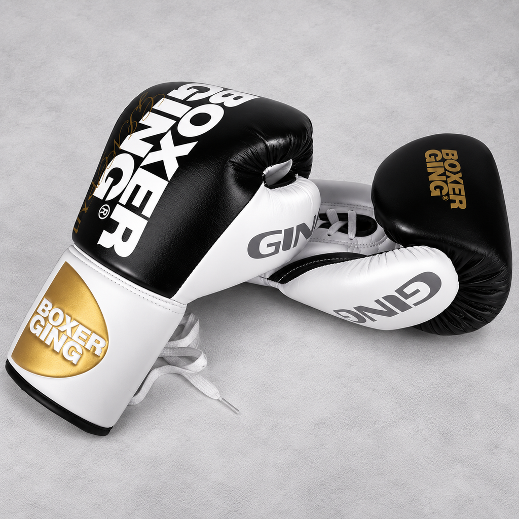 BOXERGING Lace-up Boxing Gloves for Kickboxing, Boxing, and Martial Arts