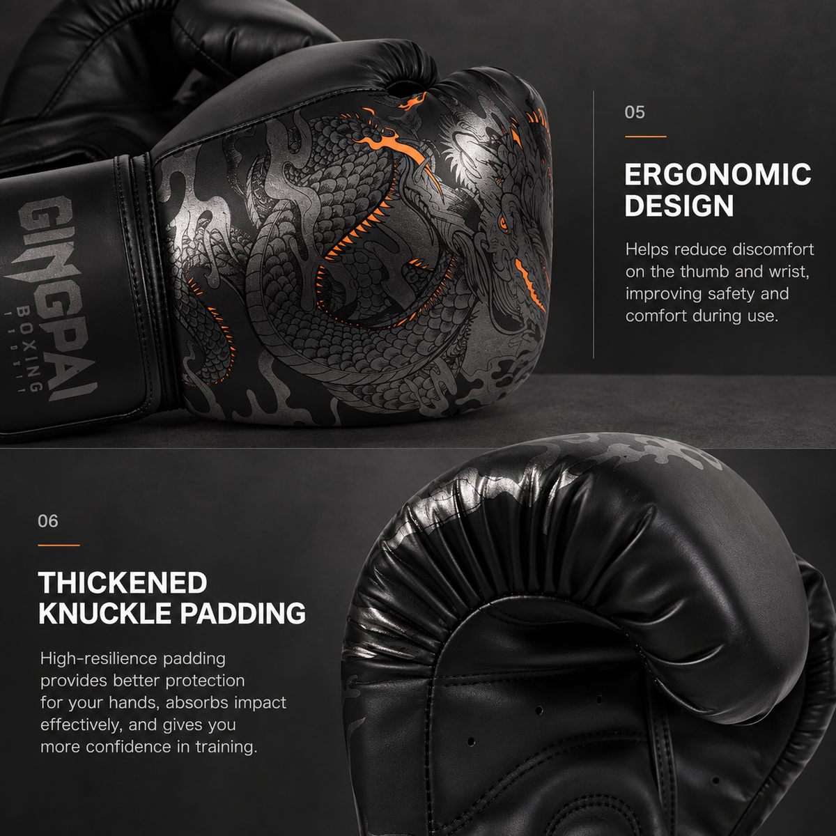 Gingpai Dragon's Breath Gloves for Boxing, Kickboxing and Muay Thai